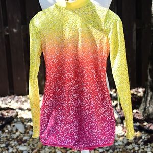 Ombre Sequin Unitard Dance Costume